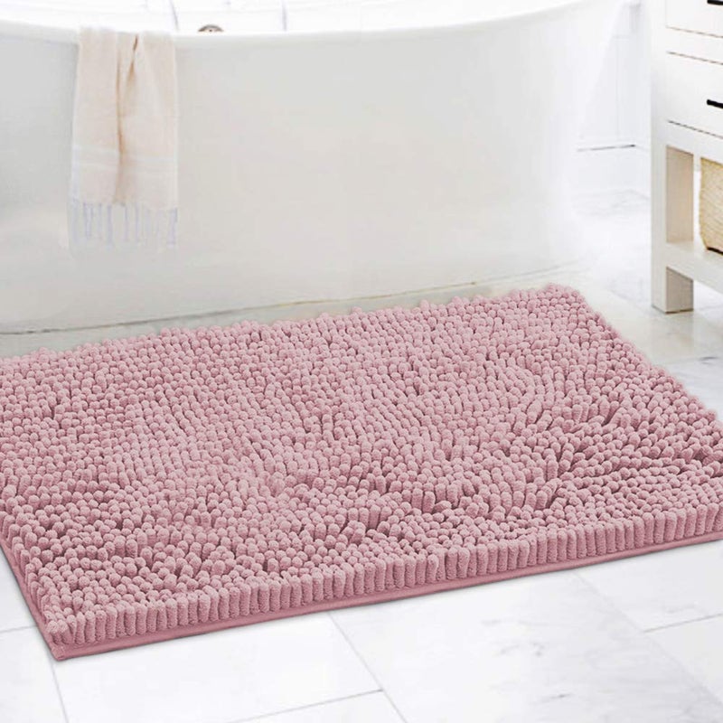 H.VERSAILTEX Bathroom Rugs Bath Mat Bath Rugs Bath Mats for Bathroom Non Slip Extra Soft Chenille Bath Rug Fulffy Shag, Indoor Rug Carpet for Entry Living Room (Coral Pink, Extra Large 24" x 36") - Image 1